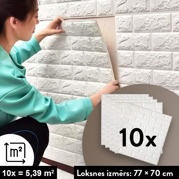 BRICKWALL® – 3D PAŠLĪMĒJOŠĀS TAPETES (77 cm x 70 cm)