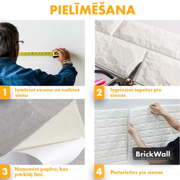BRICKWALL® – 3D PAŠLĪMĒJOŠĀS TAPETES (77 cm x 70 cm)